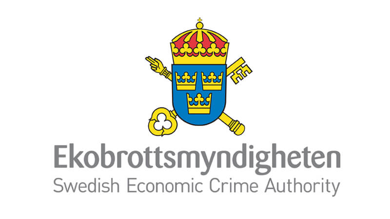 Bilden visar Ekobrottsmyndighetens logotyp eftersom de tagit fram en rapport som visar att företag används som brottsverktyg av kriminella nätverk